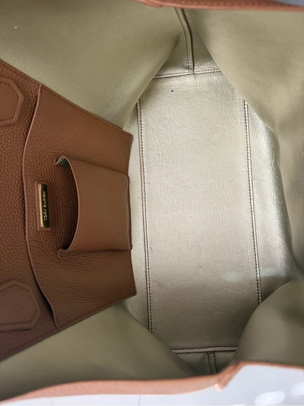 Tory Burch Cognac Pebbled Leather Tote